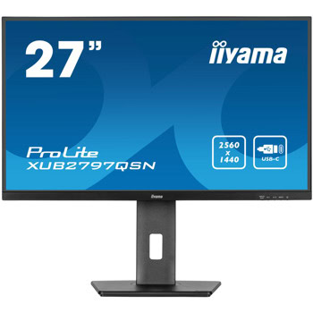 Монитор Iiyama ProLite XUB2797QSN-B1, 27" (68.58cm) IPS панел, 100Hz, WQHD, 1ms, 80 000 000:1, 250cd/m2, DisplayPort, HDMI, USB Hub, USB-C, LAN | JAR Computers Iiyama ProLite XUB2797QSN-B1