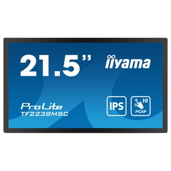 Тъч Монитор IIYAMA TF2238MSC-B1, 21.5" (54.61 cm) IPS панел, Full HD, 5ms, 1000:1, 600 cd/m2, DisplayPort, HDMI, USB | JAR Computers IIYAMA TF2238MSC-B1