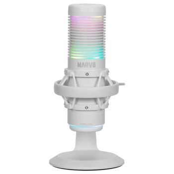 Микрофон Marvo MIC-07 Blast 60, шумопотискащ, запис до 24-bit/192kHz, RGB подсветка, бял | JAR Computers Marvo Blast 60 White MIC-07-WH
