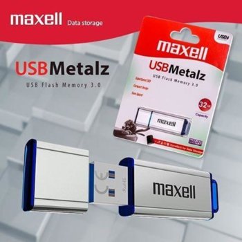 Памет 32GB USB Flash Drive, Maxell Metalz, метална, USB 3.0, сребриста | JAR Computers USB MAXELL METALZ, USB 3.0, 32GB