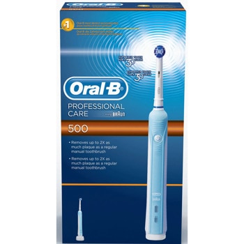Ел. четка за зъби Oral-B Pro 500 (D16.513), 8800 осцилации в минута, 2-минутен таймер, 3D почистване, до 5 дни време на работа с едно зареждане, синьо/бяла | JAR Computers Четки за зъби Oral B D16.513