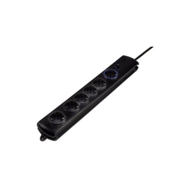 Разклонител Hama 6 гнезда Surge Protector, 1.4m