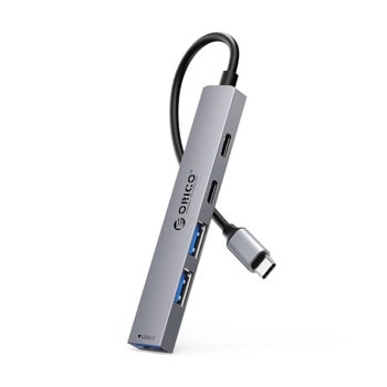 USB хъб Orico YSB4-U2-GY, 5 порта, от USB Type-C към 1x USB 3.0 Type-A/2x Type-А, сив | JAR Computers USB хъб Orico YSB4-U2-GY-BP