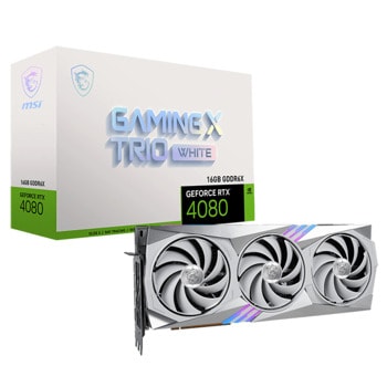 Видео карта nVidia GeForce RTX 4080, 16GB, MSI Gaming X Trio White, PCI-E 4.0, GDDR6X, 256-bit, DisplayPort, HDMI | JAR Computers MSI GF RTX 4080 Gaming X Trio White 16GB