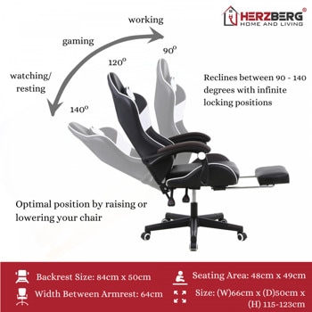 Herzberg Gaming Chair Red (8083) (HEZ8083RED)