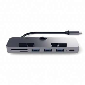 Докинг станция Satechi Aluminium USB-C Clamp Hub Pro (ST-TCIMHM), за Mac 2017/iMac Pro/iMac 2019, 1x USB-C към 3x USB, 1x USB C, 1x SD Card Reader, 1x microSD Reader, сива image
