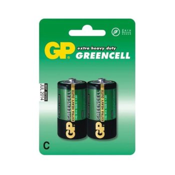Батерии цинкови GP Greencell R14(C), 1.5V, 2 бр.