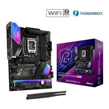 Дънна платка ASRock Z890 LIGHTNING WIFI, Z890, LGA1851, DDR5, PCI-E 5.0 (Thunderbolt4&HDMI), 4x SATA 6Gb/s, 1x Blazing M.2 socket, 3x Hyper M.2 Sockets, 2x Thunderbolt 4, 2x USB 3.2 Gen 2 Type-C, 2.5GbE LAN, Wi-Fi 7, Bluetooth 5.4, ATX | JAR Computers ASRock Z890 LIGHTNING WIFI
