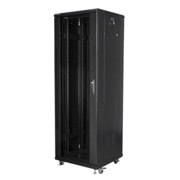 Комуникационен шкаф Lanberg FF01-6637-12B, 19", 37U, 600 x 600 x 1826, стъклена врата, черен | JAR Computers Lanberg FF01-6637-12B