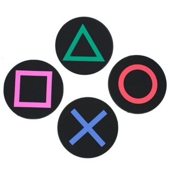 Подложки за чаши PlayStation 25th Anniversary Coaster Pack, 4 различни броя, силиконови, черни | JAR Computers Numskull NS1953