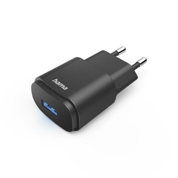 Зарядно устройство Hama 201644, от контакт към USB-A(ж), 5V/ 1.2A, 6W, черно | JAR Computers Hama 201644