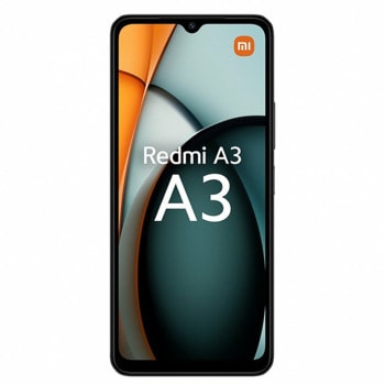 Смартфон Xiaomi Redmi A3 (черен), поддържа 2 SIM карти, 6.71" (17.04cm) IPS LCD, осемядрен Mediatek Helio G36 2.2GHz, 4GB RAM, 128GB Flash памет (+microSD слот), 8 + 5 Мpix камери, Android, 193g | JAR Computers Xiaomi Redmi A3 4/128GB Midnight Black