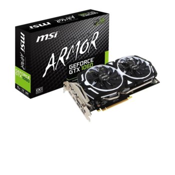 Видео карта NVIDIA GeForce GTX 1060 OC, 6GB, MSI ARMOR, PCI-E 3.0, GDDR5, 192-bit, HMDMI, DVI, DisplayPort | JAR Computers MSI GTX 1060 6GB (MSI-VC-GTX1060-6GB-ARMOR-OCV1)