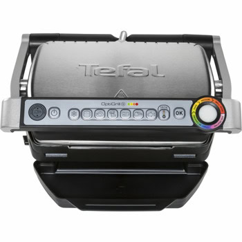 Грил преса Tefal OptiGrill GC716D12, светлинен индикатор, автоматична сензорна технология, 2000W, черна/сребриста | JAR Computers Tefal OptiGrill GC716D12