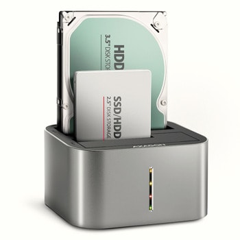 Докинг станция Axagon ADSA-DC, съвместимост с 2.5" HDD/SSD и 3.5" HDD, USB 3.2 Gen 1, сребриста | JAR Computers Axagon ADSA-DC