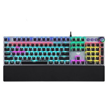 Клавиатура Aula F2058, гейминг, механична, RGB подсветка, сива, USB image