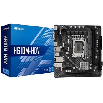 Дънна платка ASRock H610M-HDV, H610, LGA 1700, DDR4, PCI-E 4.0 (DP&HDMI&VGA), 4x SATA 6Gb/s, 2x USB 3.2 Gen1, Micro ATX | JAR Computers ASROCK H610M-HDV 90-MXBHS0-A0UAYZ
