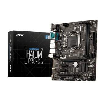Дънна платка MSI H410M PRO-C, H410, LGA1200, DDR4, PCI-E 3.0 (DP/HDMI/DVI/VGA), 4x SATA 6Gb/s, 1x M.2, 2x USB 3.2 Gen 1, Micro ATX | JAR Computers MSI H410M PRO-C