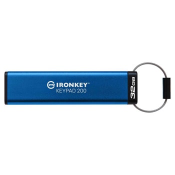 Памет 32GB USB Flash Drive, Kingston IronKey Keypad 200, USB 3.2, синя | JAR Computers Kingston 32GB IronKey Keypad 200 IKKP200/32GB