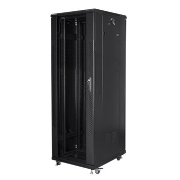 Комуникационен шкаф Lanberg FF01-6837-12B, 19", 37U, 600 x 800 x 1826, стъклена врата, черен | JAR Computers Lanberg FF01-6837-12B
