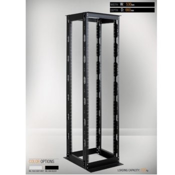 Комуникационен шкаф MIRSAN MR.OPR42UDF66.01, OPEN RACK DOUBLE FRAME, 535 x 660 x 2000 мм, D=660 мм / 42U, отворен, черен | JAR Computers MIRSAN MR.OPR42UDF66.01 OPEN RACK DOUBLE FRAME