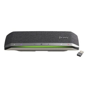 Тонколона Poly Sync 40+ (218764-01), 1.0, Bluetooth, USB-A/USB-C, черна, преносима, микрофон, IP64, до 30 часа време на работа, Microsoft Teams сертифицирана, включен адаптер BT600 за безжично свързване с компютър | JAR Computers Poly SYNC 40+ M 218764-01