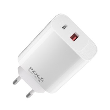 Зарядно устройство P55, от контакт към 1x USB C(ж), 1x USB A(ж), 12V/1.67A, бяло, 33W | JAR Computers Зарядно устройство P55
