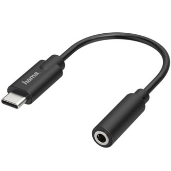 Кабел HAMA 200318, от USB C(м) към 3.5mm jack(ж), 0.2m, черен | JAR Computers HAMA-200318