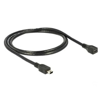 Кабел DeLock 82667, от USB Mini B(м) към USB Mini B(ж), 1m, черен | JAR Computers Кабел DeLock 82667