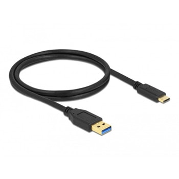 Кабел Delock, от USB A(м) към USB C(м), 1m, 50W, черен | JAR Computers Кабел Delock SuperSpeed DELOCK-83870