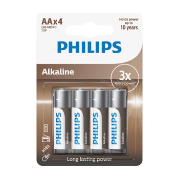 Батерии алкални Philips LR6A4B/10, AA, LR6, 4 бр. в опаковка | JAR Computers Philips LR6A4B/10