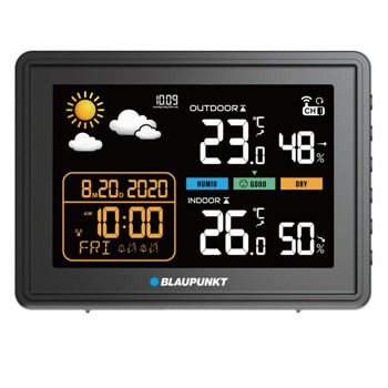 Метеостанция Blaupunkt WS30BK, термометър, влагомер, измерва атмосферно налягане, часовник, черен | JAR Computers Метеостанция Blaupunkt WS30BK