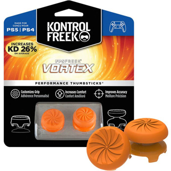 Сменяеми бутончета Thumb Grips KontrolFreek Performance Thumbsticks Vortex (2100-PS5), за PS4/PS5, за Dual Shock/DualSense, оранжеви | JAR Computers KontrolFreek 2100-PS5