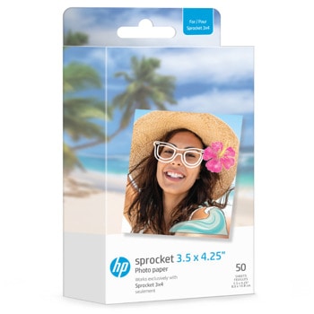 Фотохартия HP Sprocket Paper 3.50 x 4.25, съвместима с фото принтер HP Sprocket 3.5x4.25", 50 листа | JAR Computers HP Sprocket Paper 3.50 x 4.25 50 Pack