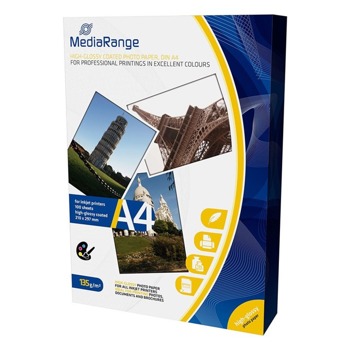 Фотохартия MEDIARANGE GLOSSY, A4, гланцирана, 135 g/m2, 100 листа | JAR Computers MEDIARANGE GLOSSY