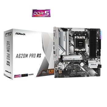 Дънна платка ASRock A620M Pro RS, A620, AM5, DDR5, PCIe 4.0 (HDMI&DP), 3x M.2, 4x SATA 6Gb/s, 1x USB 3.2 Gen1 Type-C, 3x USB 3.2 Gen1 Type-A, Micro ATX | JAR Computers Дънна платка ASRock A620M Pro RS