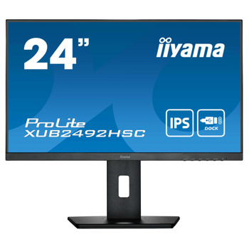 Монитор IIYAMA XUB2492HSC-B5, 24" (60.96 cm) IPS панел, 75Hz, Full HD, 4ms, 80 000 000:1, 250 cd/m2, DisplayPort, HDMI, USB, USB-C | JAR Computers IIYAMA XUB2492HSC-B5