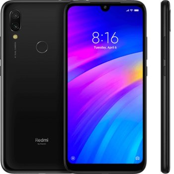 Смартфон Xiaomi Redmi 7 (черен), поддържа 2 sim карти, 6.26" (15.90 cm) HD IPS дисплей, осемядрен 1.8 GHz, 3GB RAM, 64GB Flash памет (+ microSD слот), 12.0 & 2.0 MPix + 8.0 MPix камера, Android, 180g | JAR Computers Xiaomi Redmi 7 3GB RAM 64GB Black