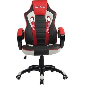 Геймърски стол Bytezone Racer Pro (GC2590R) до 130kg, PU кожа, метална база, газов механизъм, регулиране на височината, регулиращ механизъм, черно-червен | JAR Computers Bytezone Racer Pro червен/черен GC2590R