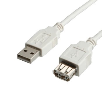Кабел Roline S3111-400, USB Type A(м) към USB Type A(ж), 0.8m, бежов | JAR Computers ROLINE S3111-400 USB A-A M/F 0.8 м