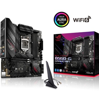 Дънна платка Asus ROG STRIX B560-G GAMING WIFI, B560, LGA1200, DDR4, PCI-E 4.0 (DP/HDMI), 6x SATA 6Gb/s, 2x M.2, 1x USB 3.2 Gen 2x2 Type-C, Wi-Fi, Bluetooth, Micro ATX | JAR Computers Asus ROG STRIX B560-G GAMING WIFI