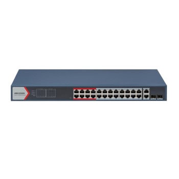 Суич HikVision DS-3E1326P-EI, 1000Mbps, 26 порта, 24x 10/100Mbps RJ-45 PoE, 2x 10/100/1000Mbps uplink combo | JAR Computers HikVision DS-3E1326P-EI