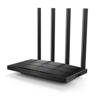 Рутер TP-Link Archer C6U, 1200Mbps, 2.4GHz (300 Mbps)/ 5GHz (867 Mbps), Wireless AC, 4x LAN 10/100/1000, 1x WAN 10/100/1000, 4x външни антени, USB | JAR Computers TP-Link Archer C6U