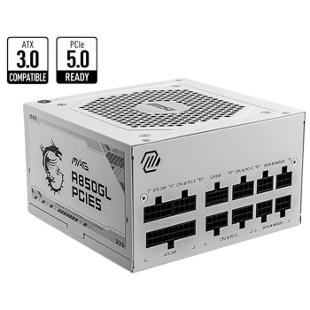 Захранване MSI MAG A850GL PCIE5 White, 850W, Active PFC, 80 PLUS Gold, 120mm вентилатор | JAR Computers MSI MAG A850GL PCIE5 White 306-7ZP8A24-CE0