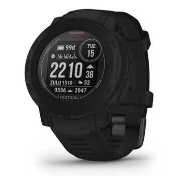 Смарт часовник Garmin Instinct 2 Solar Tactical Edition, два прозореца 0.9" x 0.9" (2.3cm x 2.3cm) MIP дисплей, 32MB вградена памет, GPS, 10 ATM, соларно зареждане, Bluetooth, ANT+, компас, черен | JAR Computers Garmin Instinct 2 Solar Tactical Edition Black