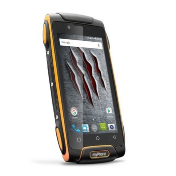 Смартфон myPhone Hammer AXE M LTE (жълт), поддържа 2 sim карти, 4.5" (11.43 cm)HD IPS дисплей, осемядрен MediaTek 1.8 GHz, 2GB RAM, 16GB Flash памет, 13 & 2.0 MPix camera, Android, IP68 сертификат | JAR Computers myPhone AXE M LTE