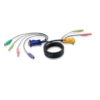 KVM кабел ATEN 2L-5305P, VGA(м) + 2x PS2(м) + 2x RCA към SPHD15  + 2x RCA, 5.0 м image