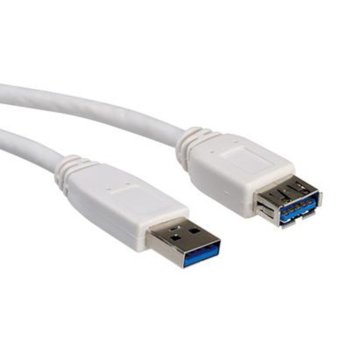 Кабел Roline 11.99.8977, USB 3.0 A(м) към USB А(ж), 0.8m, бял | JAR Computers Roline 11.99.8977 USB 3.0 A(м) към USB А(ж) 0.8m
