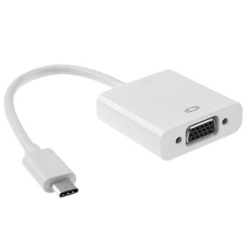 Преходник DeTech, от USB Type C(м) към VGА(ж), бял | JAR Computers DeTech USB Type C(м) към VGА(ж) 18297