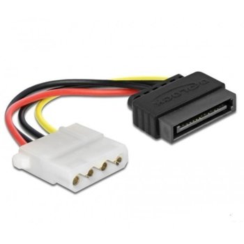 Захранващ кабел DeLock 60115, Molex 4pin(ж) към SATA 15pin(м), 0.12m | JAR Computers DeLock SATA 15 pin - molex 4 pin 60115